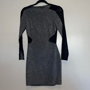 NYE Mesh and Grey Sparkle Dress - Express